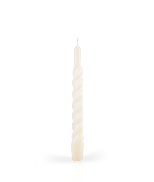 Candele laccate tortiglione Ø 2,2 cm h. 21 cm 3 pezzi - Panna