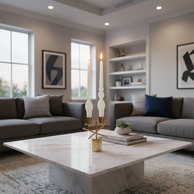 Set 2 candele voluta laccate h 30 cm - Panna