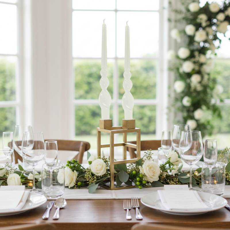 Set 2 candele voluta laccate h 30 cm - Panna