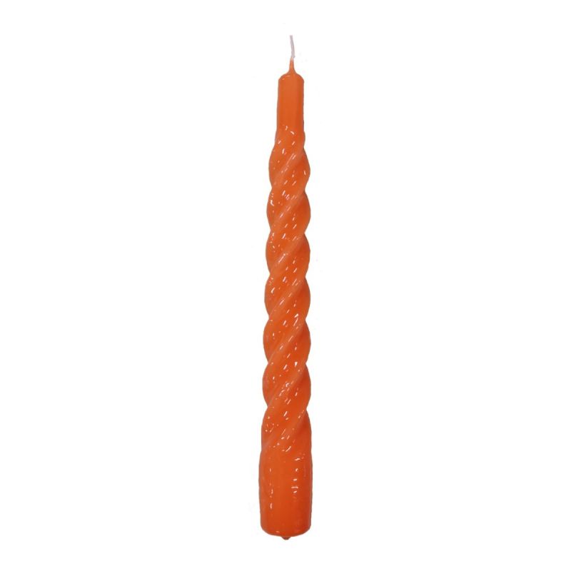 Candele laccate tortiglione Ø 2,2 cm h. 21 cm 3 pezzi - Arancione