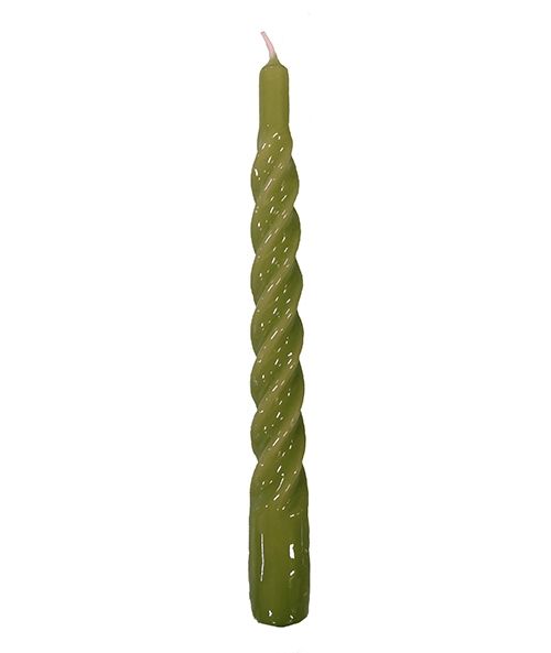 Candele laccate tortiglione Ø 2,2 cm h. 21 cm 6 pezzi - Verde Muschio