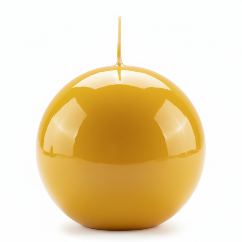 Candela sfera Laccata  Ø 10 cm -  1 pezzo - Senape -Home Decor 