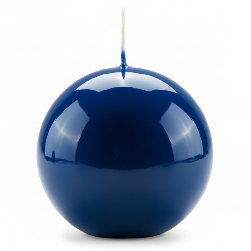 Candela sfera Laccata  Ø 10 cm -  1 pezzo - Blu Dusk -Home Decor 