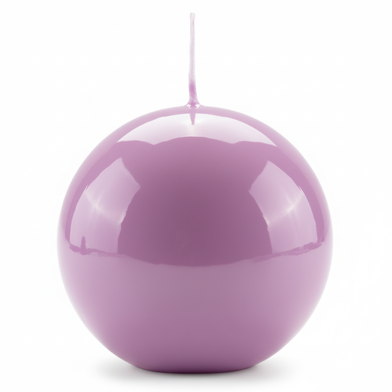 Candela sfera Laccata  Ø 10 cm -  1 pezzo - Viola Polvere  -Home Decor 