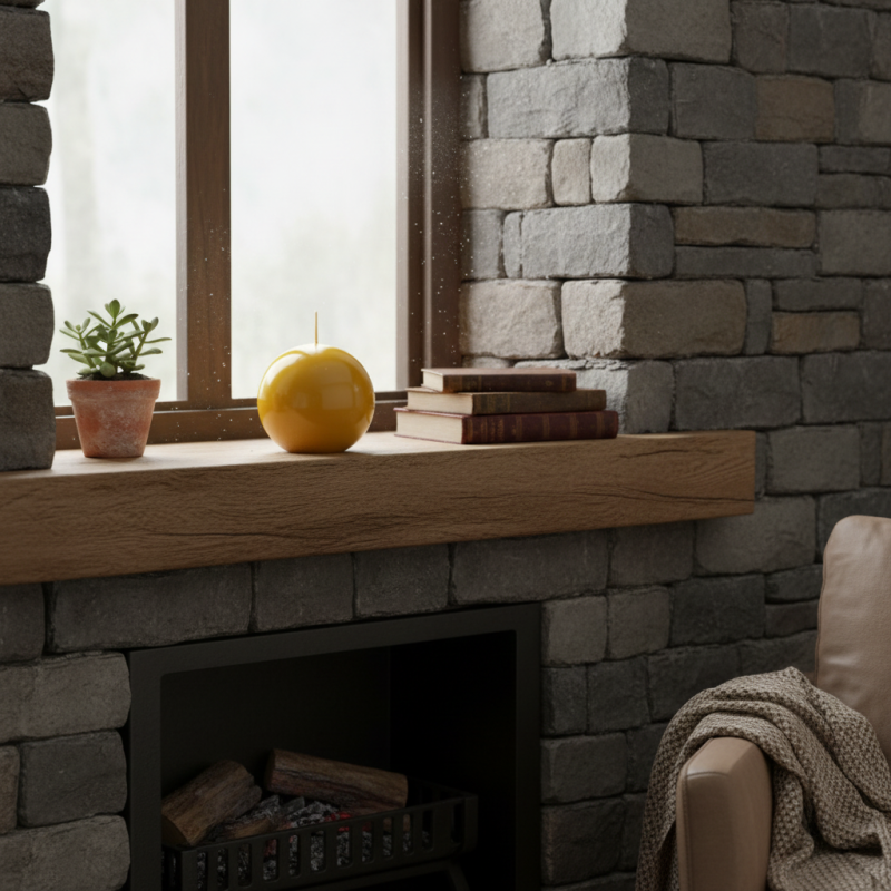 Candela sfera Laccata  Ø 10 cm -  1 pezzo - Senape -Home Decor 