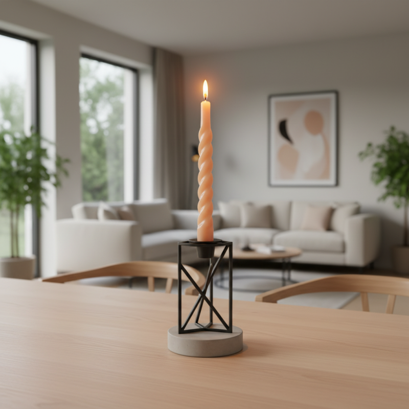 Candele laccate tortiglione Ø 2,2 cm h. 21 cm 3 pezzi - Pesca