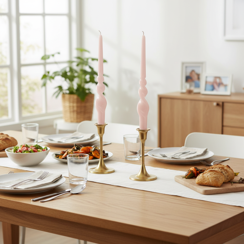 Set 2 candele voluta laccate h 30 cm - Pesca