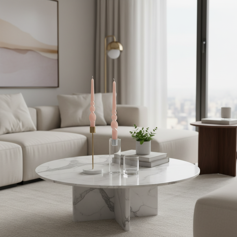 Set 2 candele voluta laccate h 30 cm - Pesca