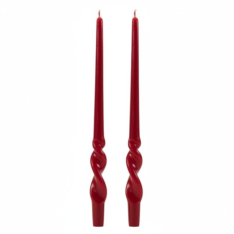 Set 2 candele voluta laccate h 40 cm -  Rosso
