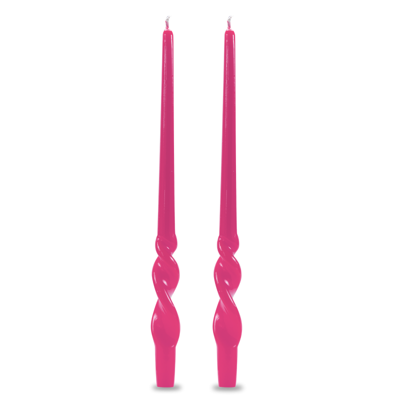 Set 2 candele voluta laccate h 40 cm - Fucsia