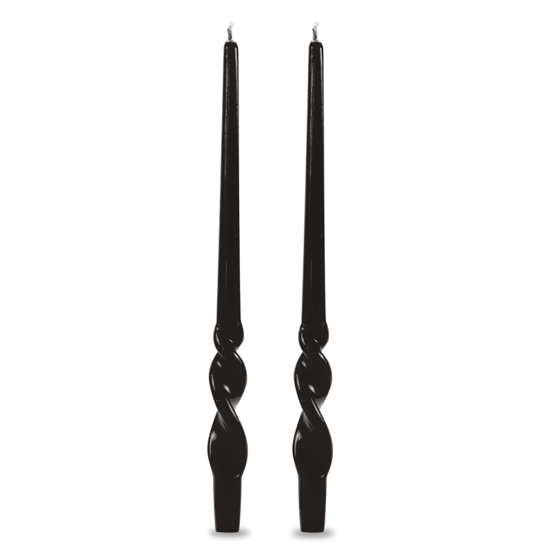 Set 2 candele voluta laccate h 40 cm - Nero
