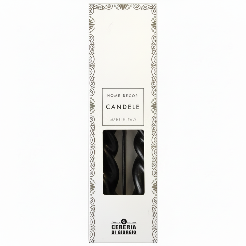 Set 2 candele voluta laccate h 40 cm - Nero