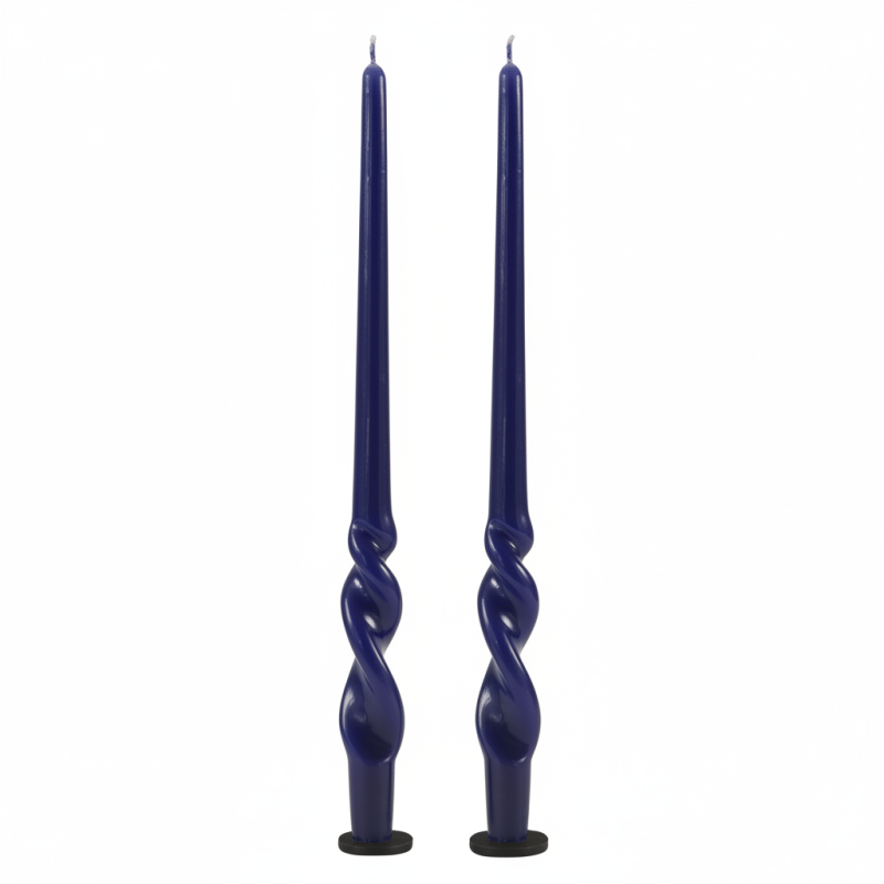 Set 2 candele voluta laccate h 40 cm - Blu Notte