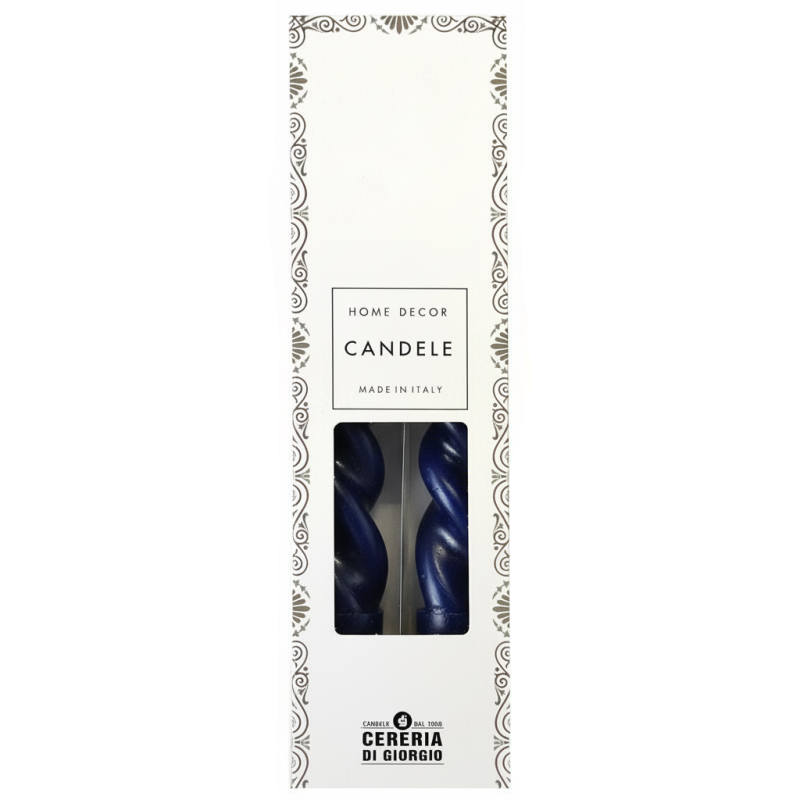 Set 2 candele voluta laccate h 40 cm - Blu Notte