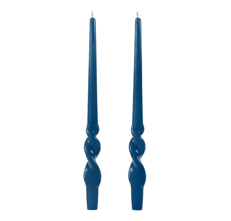 Set 2 candele voluta laccate h 40 cm - Blu Dusk