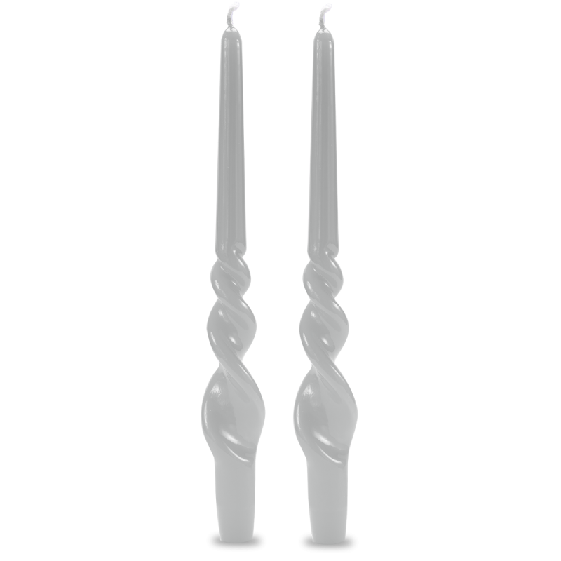 Set 2 candele voluta laccate h 30 cm - Bianco