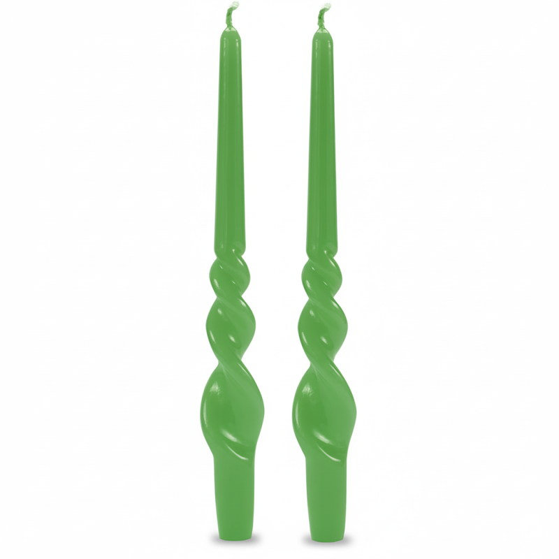 Set 2 candele voluta laccate h 40 cm - Pistacchio