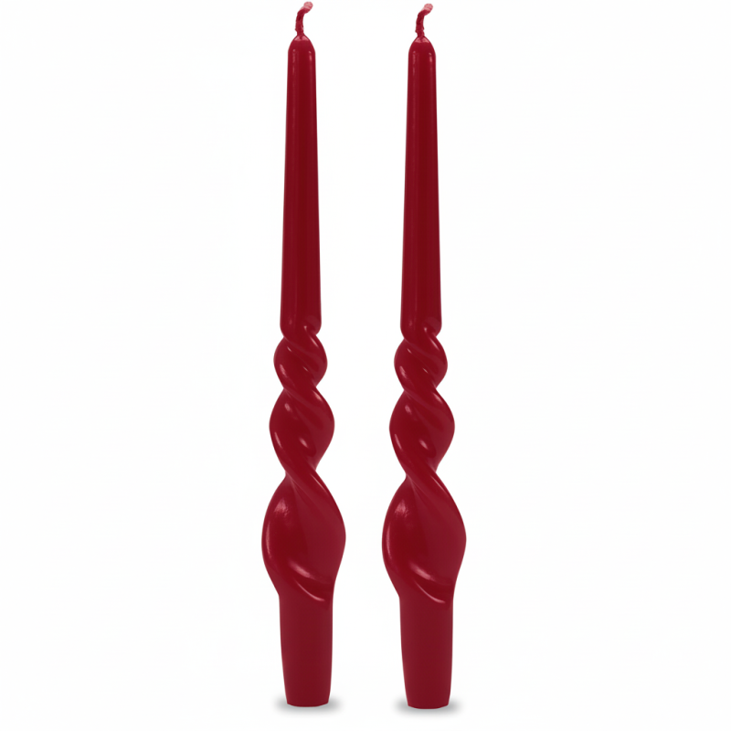 Set 2 candele voluta laccate h 30 cm - Rosso