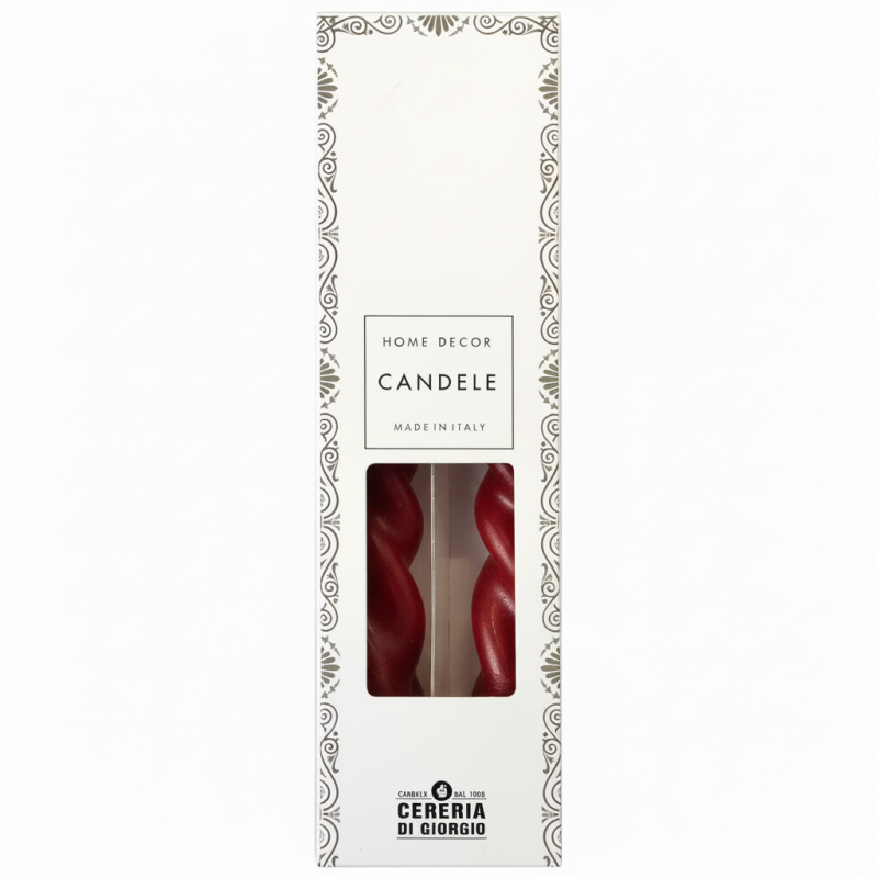 Set 2 candele voluta laccate h 30 cm - Rosso