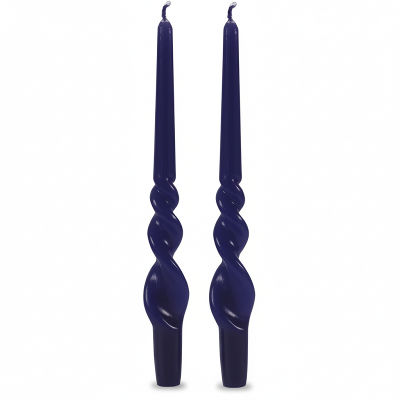 Set 2 candele voluta laccate h 30 cm - Blu notte