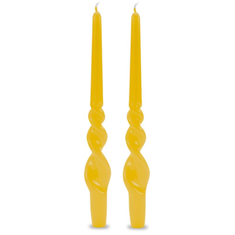 Set 2 candele voluta laccate h 30 cm - Senape