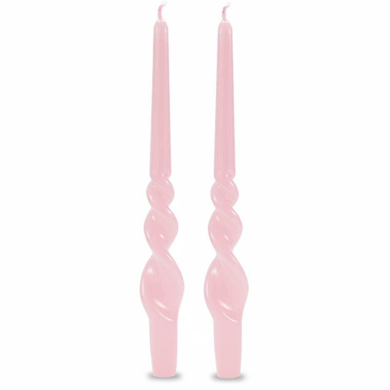 Set 2 candele voluta laccate h 30 cm - Rosa Polvere