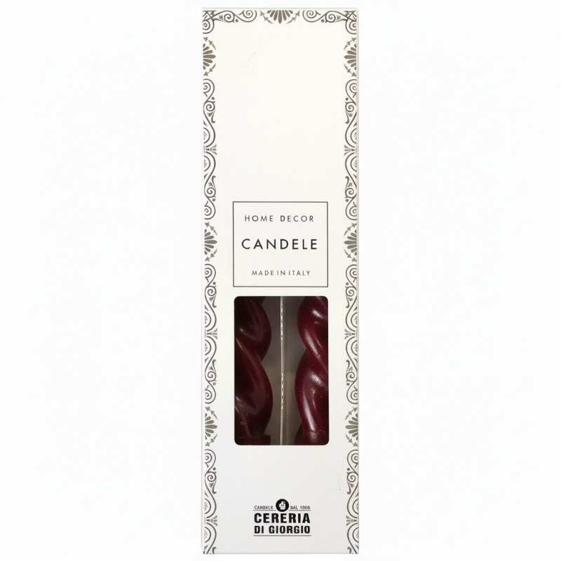 Set 2 candele voluta laccate h 30 cm - Borgogna