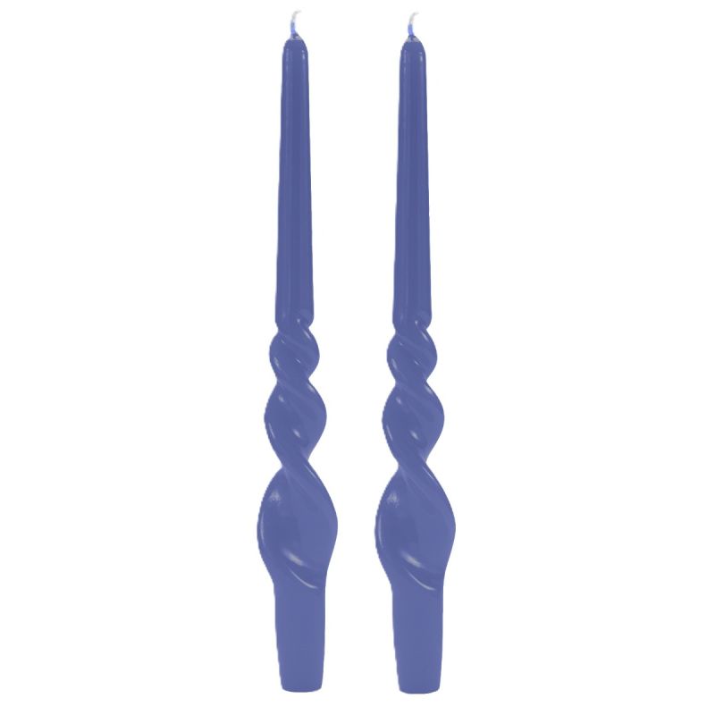 Set 2 candele voluta laccate h 30 cm - Blu Dusk
