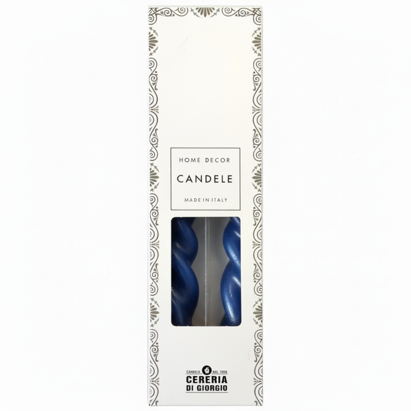 Set 2 candele voluta laccate h 30 cm - Blu Dusk