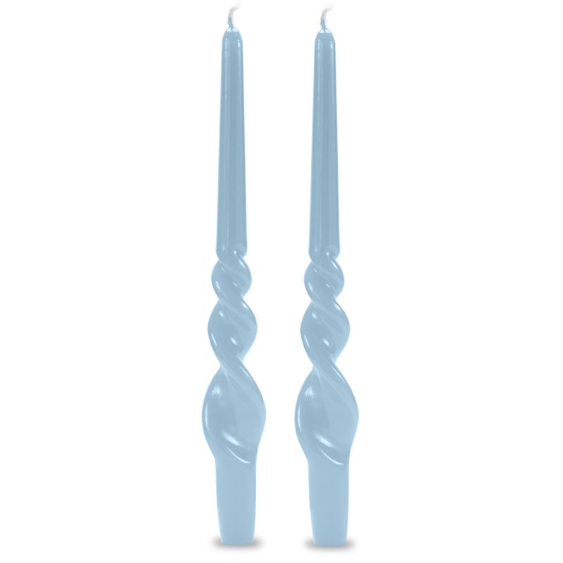 Set 2 candele voluta laccate h 30 cm - Dusty Blue