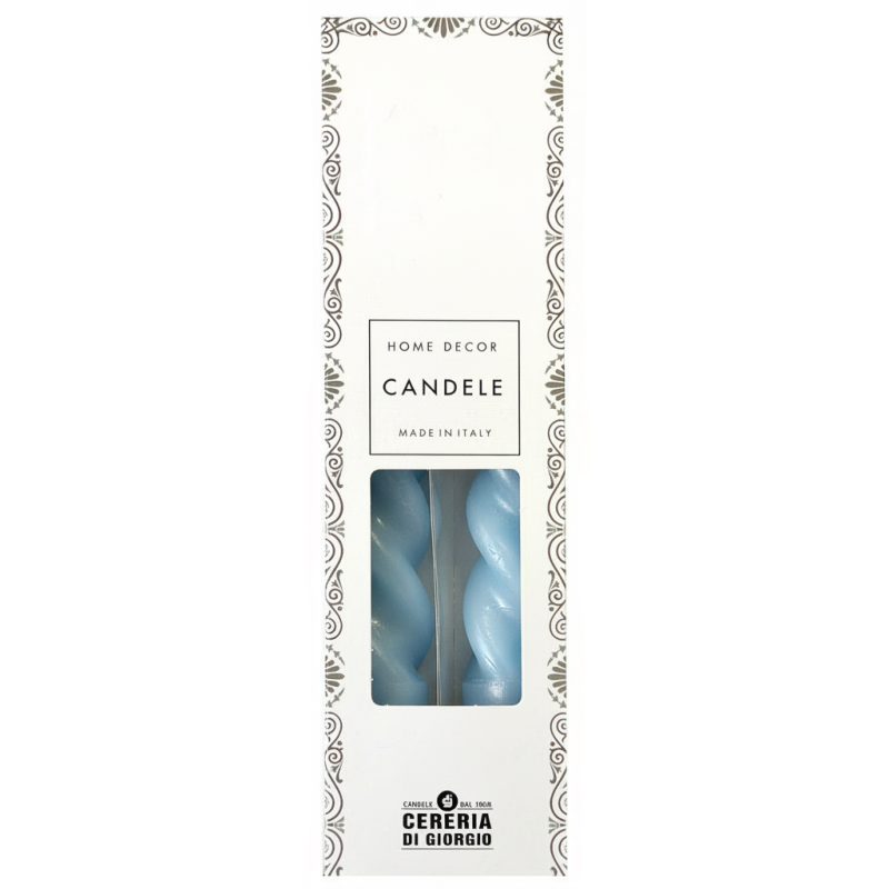 Set 2 candele voluta laccate h 30 cm - Dusty Blue