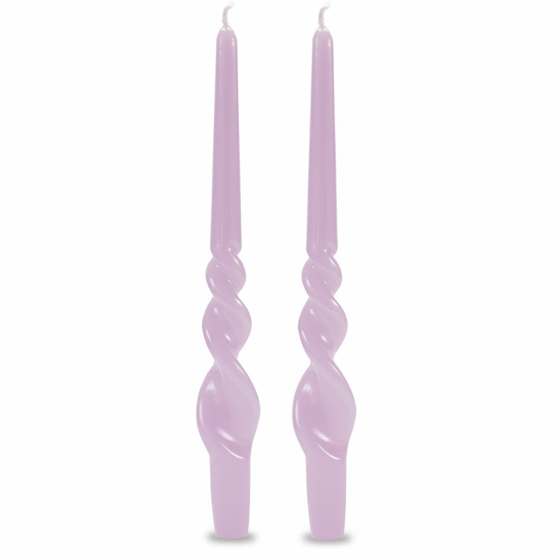 Set 2 candele voluta laccate h 30 cm - Viola Polvere