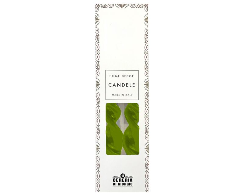Set 2 candele voluta laccate h 30 cm - Verde Oliva