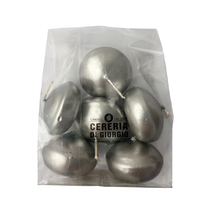 Candele galleggianti Ø 4,5 cm h. 2,7 cm 6 pezzi - Argento