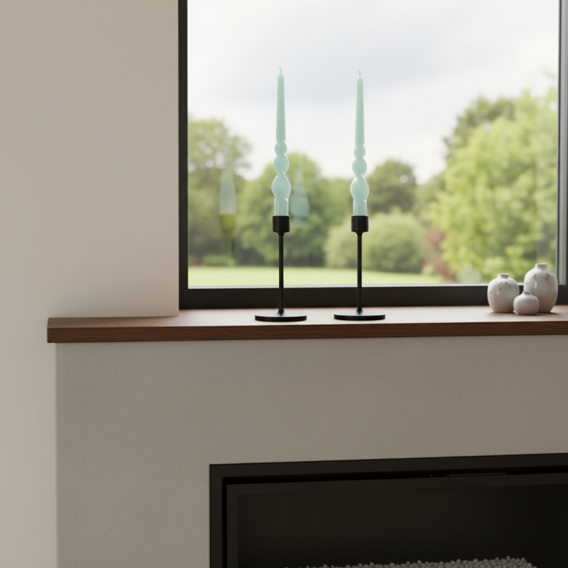 Set 2 candele voluta laccate h 30 cm - Vintage Green