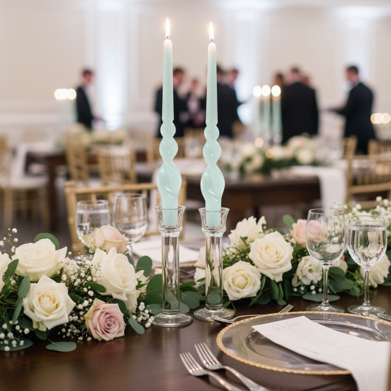 Set 2 candele voluta laccate h 30 cm - Vintage Green