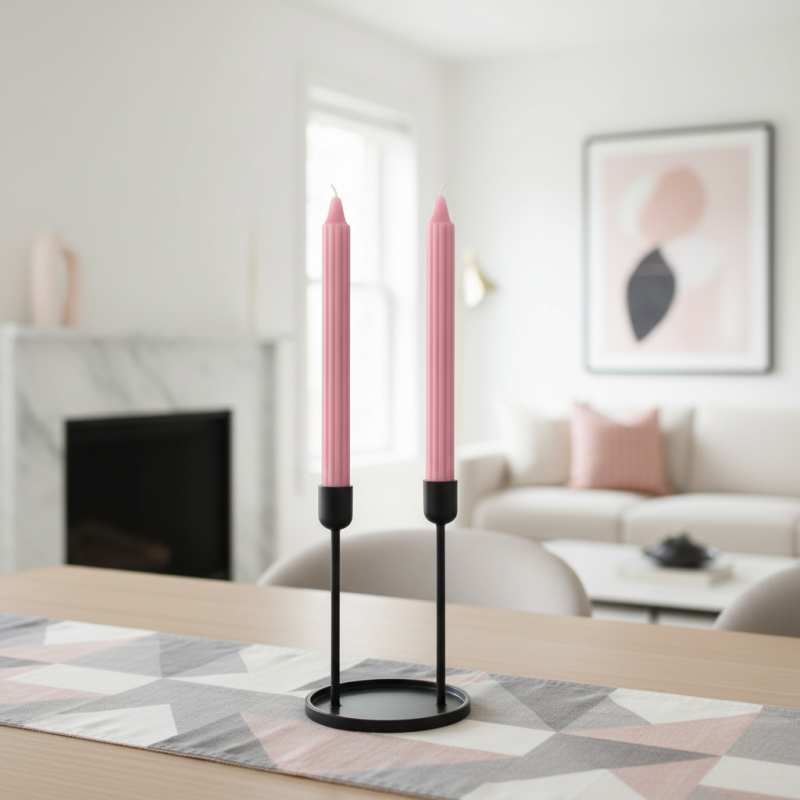Candele Doriche Ø 2,2 cm h. 25 cm 2 pezzi - Rosa Polvere