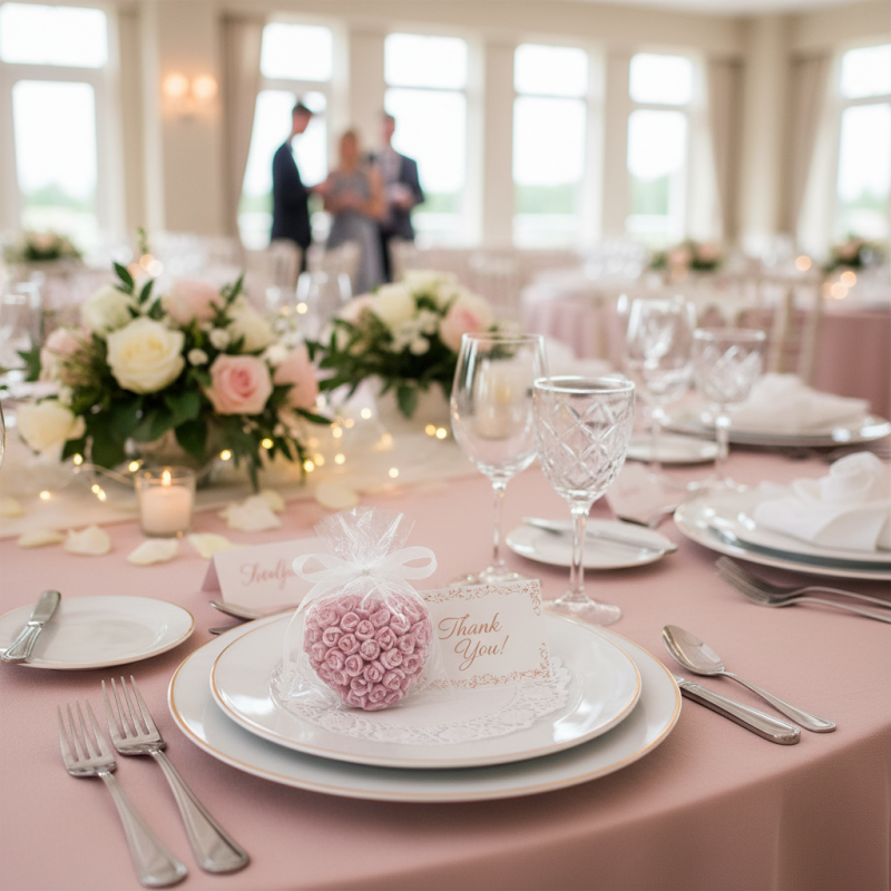 Candela a Forma di Cuore con Petali - Colore Rosa Polvere - Lunghezza 5.5 cm Altezza 3 cm - Ideale come Bomboniera per Eventi e Matrimoni