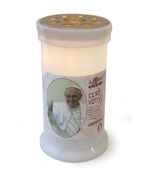 Luxì Papa Francesco - Cero votivo elettrico con cera h. 11,5 cm