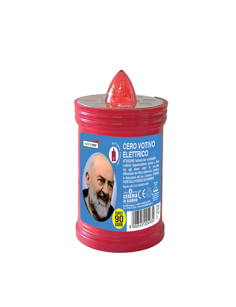 Cero Votivo Elettrico - Durata 90 Giorni - Batterie Incluse - Etichette Assortite