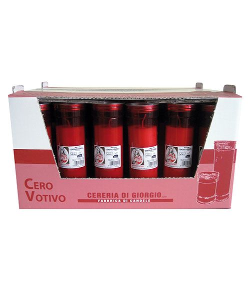 Rosso Cereria di Giorgio Luxì Cero Votivo Elettrico Sacro Cuore 2 unità PVC 6.5x6.5x9 cm 