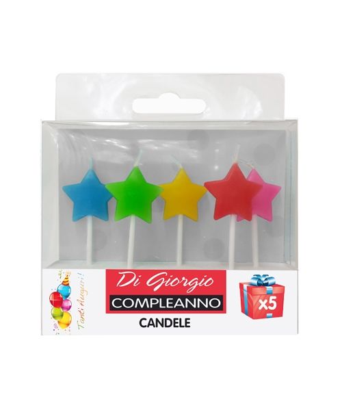 5 Candeline di compleanno glitter - forme assortite