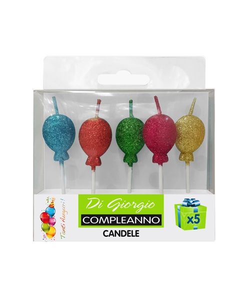 5 Candeline di compleanno fluo - forme assortite