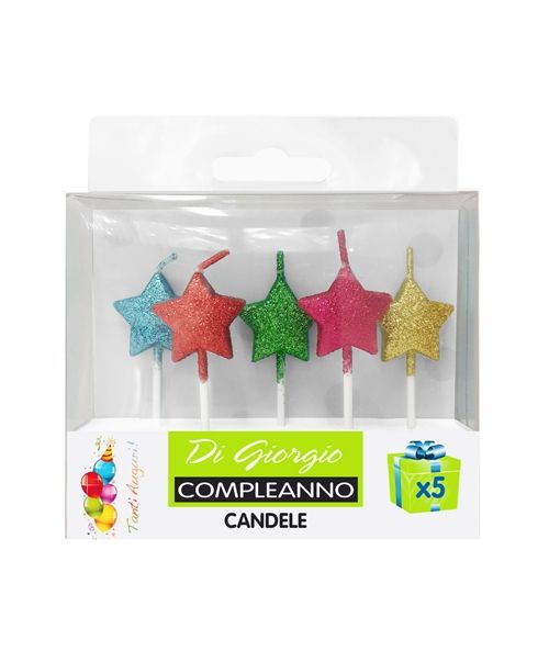 5 Candeline di compleanno fluo - forme assortite