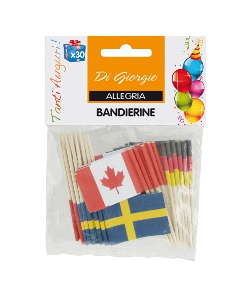 Stuzzicadenti decorativi con bandierine - 30 pezzi