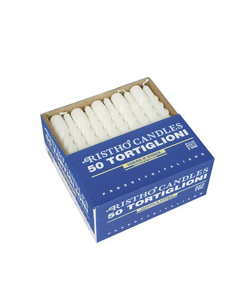 Candele tortiglione Ø 2,2 cm h. 21 cm 50 pezzi - Bianco