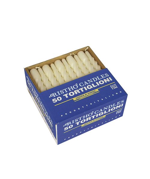 Candele tortiglione Ø 2,2 cm h. 21 cm 50 pezzi - Avorio