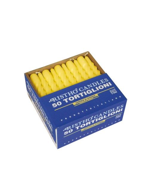 Candele tortiglione Ø 2,2 cm h. 21 cm 50 pezzi - Giallo