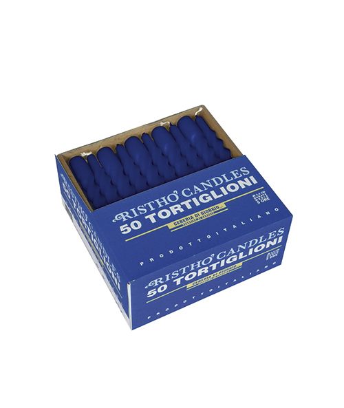 Candele tortiglione Ø 2,2 cm h. 21 cm 50 pezzi - Blu