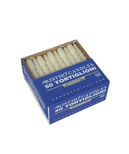 Candele tortiglione Ø 2,2 cm h. 21 cm 50 pezzi - Panna